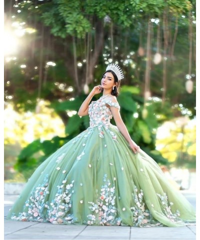 3D Floral Quinceanera Dresses with Train Puffy Tulle Sweet 16 Dresses Off Shoulder Lace Appliques Prom Gowns Burnt Orange $60...