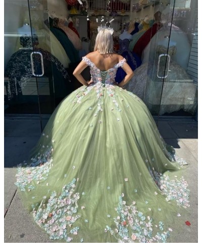 3D Floral Quinceanera Dresses with Train Puffy Tulle Sweet 16 Dresses Off Shoulder Lace Appliques Prom Gowns Burnt Orange $60...