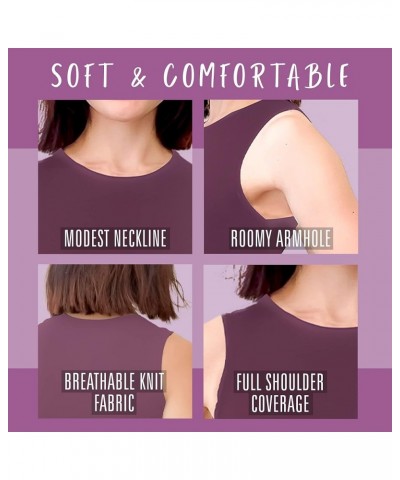 Modest High Neck Tank Top for Women Full-Shoulder Sleeveless Shell Dark Brown $11.96 Tanks