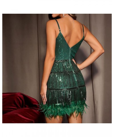 Tassel Party Dresses for Women 2023-Sparkly Sleeveless Mini Sequin Dress Sexy Glitter Wedding Club Party Dress A02_green $20....