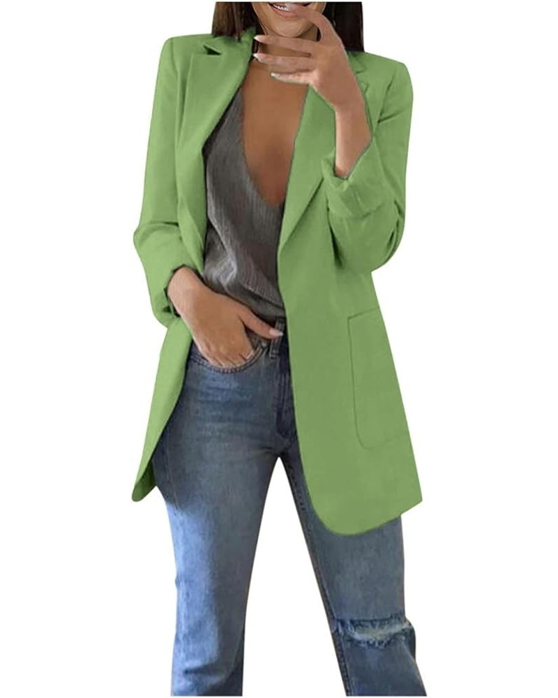 Fall 2023 Blazer Jackets for Women Casual Oversized Lapel Lightweight Blazer Open Front Long Sleeve Jacket Pockets Green 3 $5...