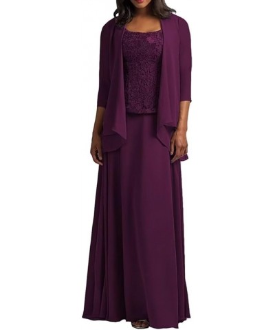 2 Piece Mother of The Bride Dresses for Wedding Mother of The Groom Dresses with Jacket Wedding Guest Dresses for Women Grape...