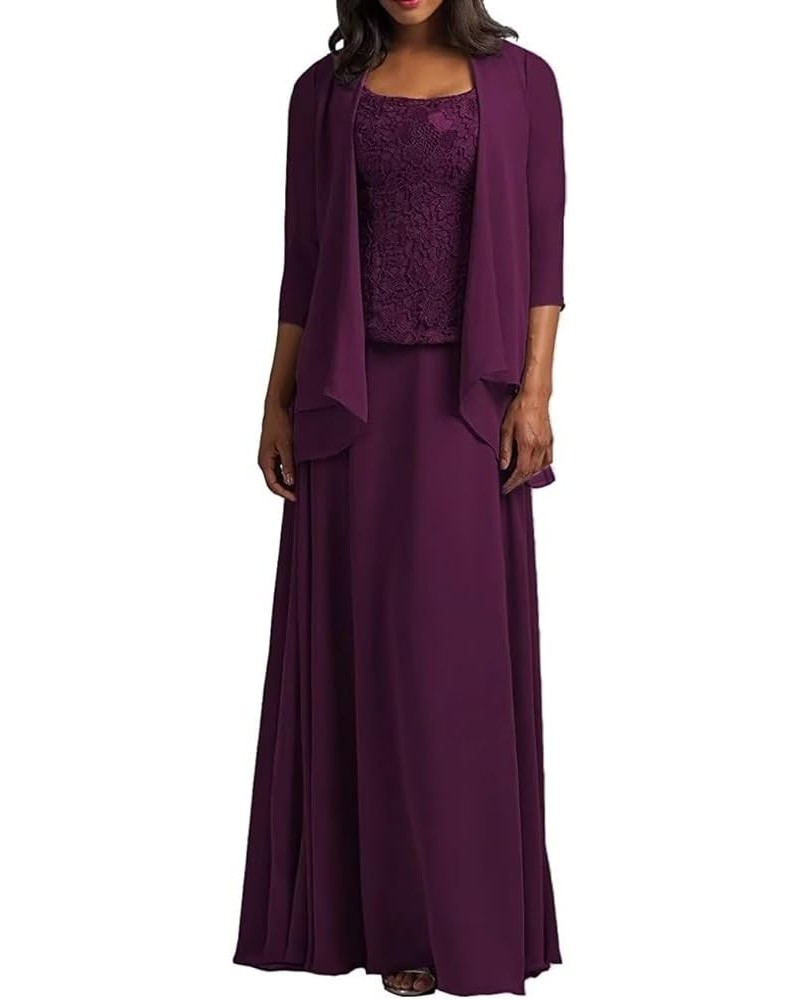 2 Piece Mother of The Bride Dresses for Wedding Mother of The Groom Dresses with Jacket Wedding Guest Dresses for Women Grape...