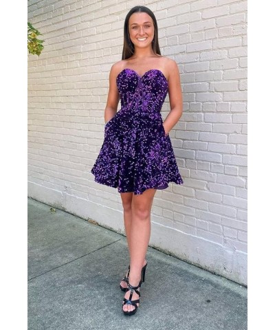 Sequin Short Homecoming Dresses for Teens Sparkly A Line Prom Dress Tight Cocktail Dresses Evening Gown with Pocket Yellow $2...