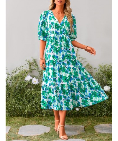 Maxi Dress for Women 2024 Summer Casual Loose Oversized Floral Sundress Flared Boho Flowy Vacation Long Dresses White Green F...