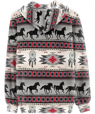 Yuuxorilu Womens Zip Up Hoodies Long Sleeve Fall Oversized Sweatshirts Y2K Jacket with Pockets Gray Aztec Tribal Horse $19.88...