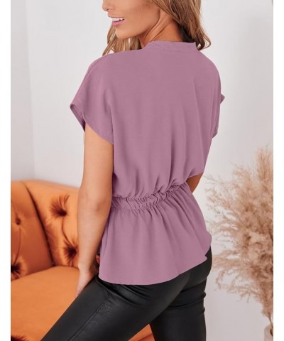 Womens Button Down Blouses Casual Peplum Summer Tops Dressy Chiffon Work Blouse Lavender $14.85 Blouses