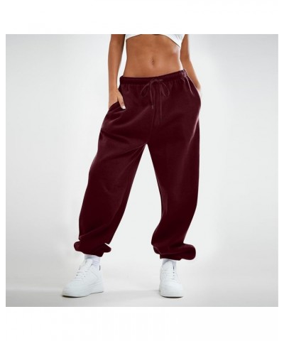 Baggy Sweatpants for Women High Waisted Cinch Bottom Fall Winter Workout Joggers Pants Yoga Pants with Pockets Q01-watermelon...