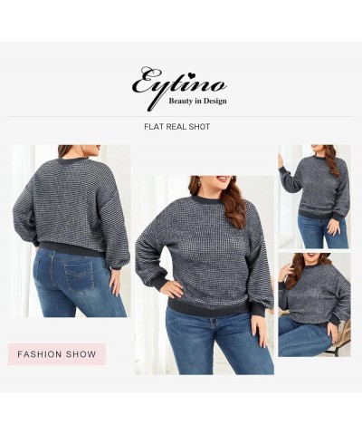 Womens Plus Size Sweaters Casual Crewneck Lantern Sleeve Knit Pullover Tops(1X-5X) Gray $18.33 Sweaters