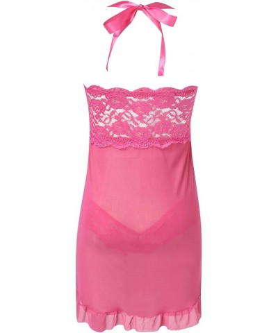 Lingerie for Women Lace Babydoll Maternity Lingerie Sexy Pregnant Plus Size Halter Chemise Sleepwear S-2XL Z01-pink $5.79 Lin...