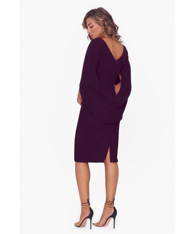 Women's Midi Cowl Neck Drape Back Scuba Crepe Dress Mulberry $50.49 Dresses