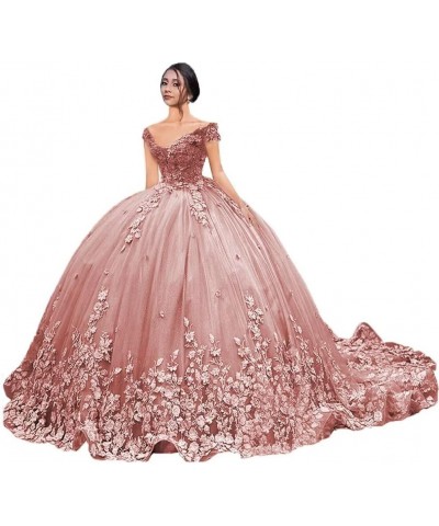 Luxury Off Shoulder Quinceanera Dresses Ball Gown Puffy Long Prom Gowns with Train Tulle Sweet 15 16 Dresses XXF035 Ivory $46...