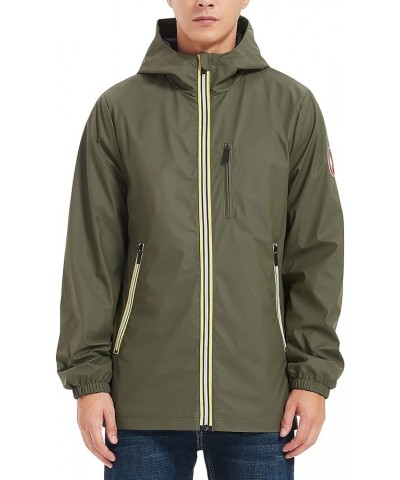 Rain Jacket Water Resistant Lightweight Active Outdoor Hooded Windbreaker Raincoat for Men Green $31.34 Jackets