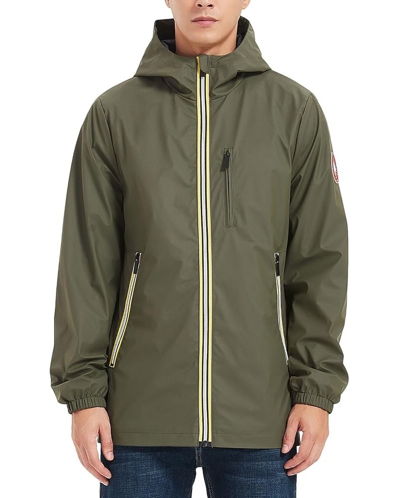 Rain Jacket Water Resistant Lightweight Active Outdoor Hooded Windbreaker Raincoat for Men Green $31.34 Jackets