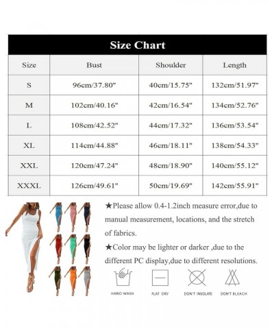 Summer Dresses for Women Sexy Sleeveless Side Slit Bodycon Maxi Dress Casual Ruched Ribbed Knit Tank Beach Sun Dress A-red $1...