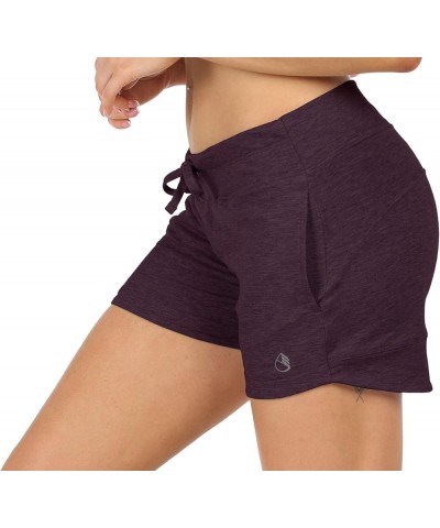 Athletic Lounge Shorts for Women - Running Jogging Workout Sweat Shorts with Pockets 3'' Burgundy $11.75 Activewear