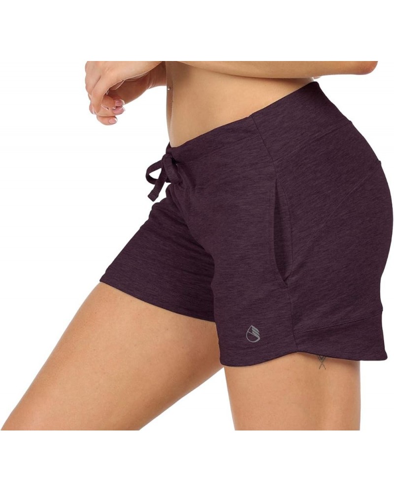 Athletic Lounge Shorts for Women - Running Jogging Workout Sweat Shorts with Pockets 3'' Burgundy $11.75 Activewear