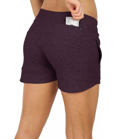 Athletic Lounge Shorts for Women - Running Jogging Workout Sweat Shorts with Pockets 3'' Burgundy $11.75 Activewear