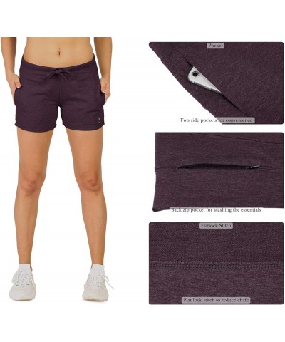 Athletic Lounge Shorts for Women - Running Jogging Workout Sweat Shorts with Pockets 3'' Burgundy $11.75 Activewear