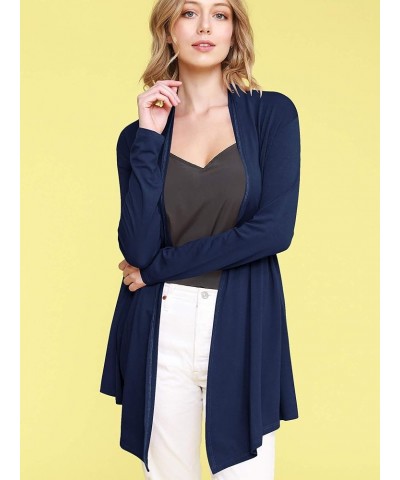 Women's Draped Front Open Cardigan Casual Long Sleeve Lightweight Cardigan Sweaters Duster Wsk850_navy $11.88 Sweaters