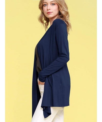 Women's Draped Front Open Cardigan Casual Long Sleeve Lightweight Cardigan Sweaters Duster Wsk850_navy $11.88 Sweaters