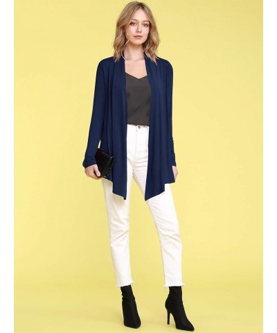 Women's Draped Front Open Cardigan Casual Long Sleeve Lightweight Cardigan Sweaters Duster Wsk850_navy $11.88 Sweaters