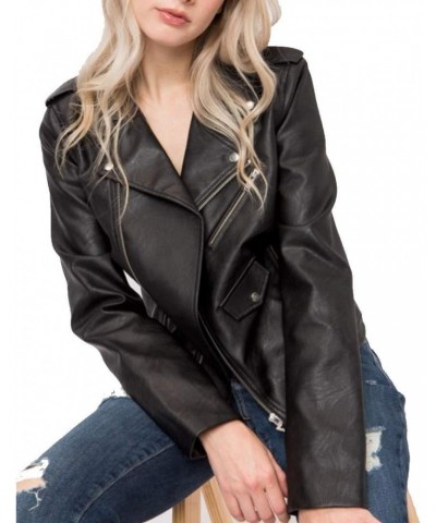 Mrs Black Crop Faux Leather Jacket, Wedding Gift for Her, Bride Jacket $37.09 Coats