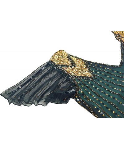 Women's 1920s Gatsby Inspired Sequin Beads Fringe Flapper Cocktail Roarings 20s Dress Style 2 Gold Green $16.19 Dresses