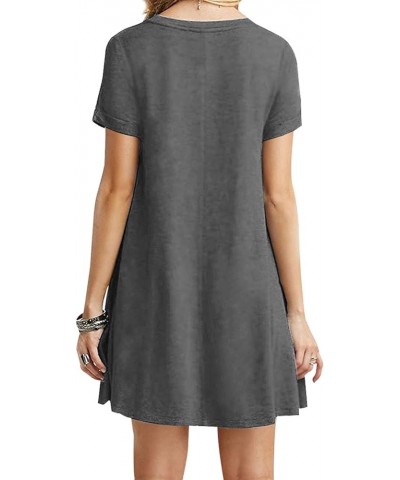 Womens Casual Swing Round Neck Short Sleeve Loose Summer Shirt Tunic Dress Grey $11.50 Dresses