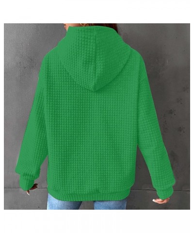 St Patricks Day Hoodies for Women Waffle Plaid Casual Oversized Shamrock Sweatshirt Irish Flag Hoodie Pullover D-green $14.62...