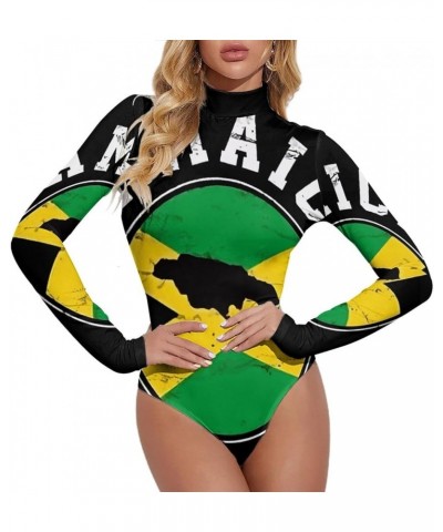 Albanian Flag Women's Mock Turtle Neck Long Sleeve Tops Bodysuit Jumpsuit S XX-Large Style-3 $15.26 Bodysuits