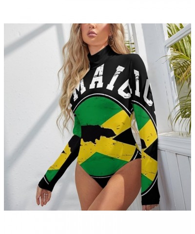 Albanian Flag Women's Mock Turtle Neck Long Sleeve Tops Bodysuit Jumpsuit S XX-Large Style-3 $15.26 Bodysuits