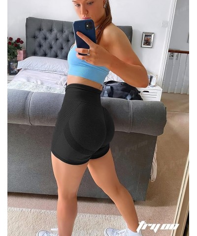 Women High Waist Workout Gym Simle Contour Seamless Yoga Shorts 2 Black $11.00 Activewear