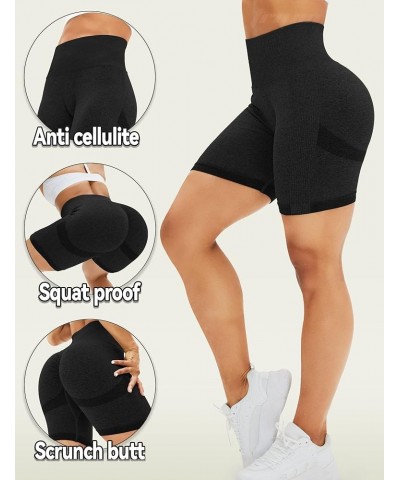 Women High Waist Workout Gym Simle Contour Seamless Yoga Shorts 2 Black $11.00 Activewear