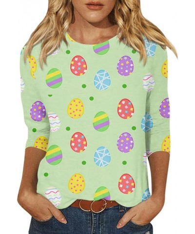 Easter Shirts for Women,2024 Women's Fashion Tees Casual Crewneck 3/4 Sleeve Loose Cute T Shirt Ladies Top 2-green $8.27 T-Sh...