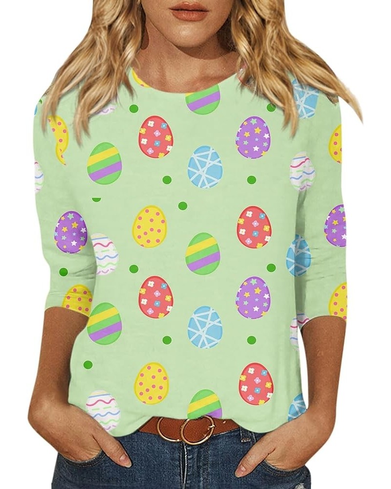 Easter Shirts for Women,2024 Women's Fashion Tees Casual Crewneck 3/4 Sleeve Loose Cute T Shirt Ladies Top 2-green $8.27 T-Sh...