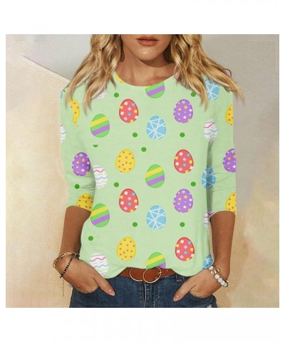 Easter Shirts for Women,2024 Women's Fashion Tees Casual Crewneck 3/4 Sleeve Loose Cute T Shirt Ladies Top 2-green $8.27 T-Sh...