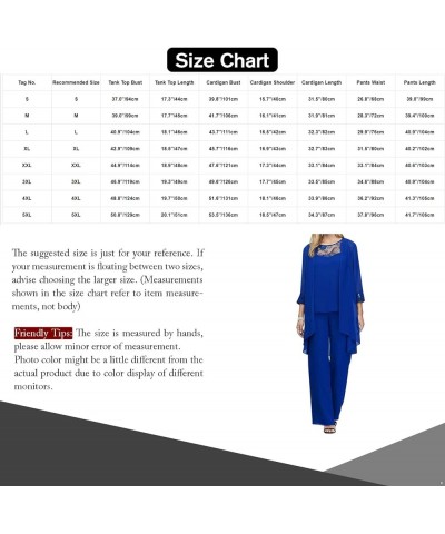 Women's Chiffon 3 Pieces Pants Suits Lace Mother of Bride Dress Sets Wedding Guest Formal Evening Outfits Blue $17.26 Suits