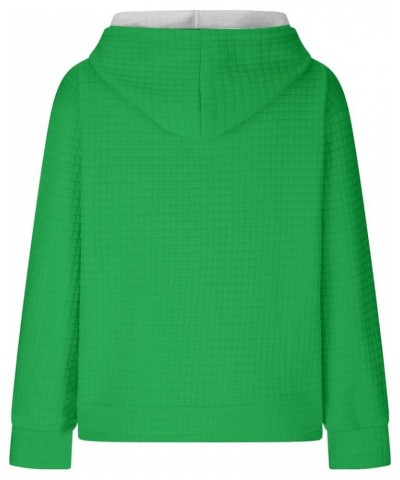 St Patricks Day Hoodies for Women Waffle Plaid Casual Oversized Shamrock Sweatshirt Irish Flag Hoodie Pullover D-green $14.62...