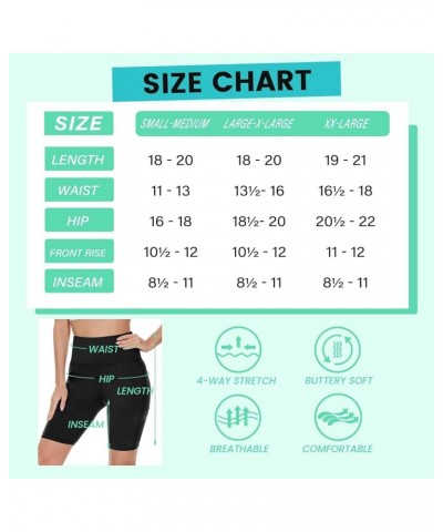 3 Pack Biker Shorts with Pockets for Women – High Waisted Tummy Control Workout Spandex Shorts for Gym Yoga 8 inch Black/Blac...