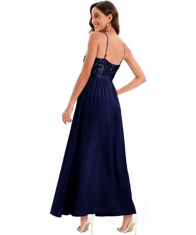 Women's Formal Dress Long Bridesmaid Wedding Guest Dresses Modest Prom Cocktail Party Strap Dress Sequin Navy $27.72 Dresses