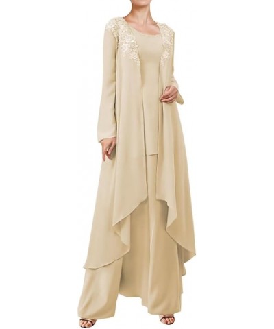 3 Pieces Mother of The Bride Dresses Pant Suits for Wedding Lace Chiffon Long Formal Gown Outfit Set with Jacket Rust $33.60 ...