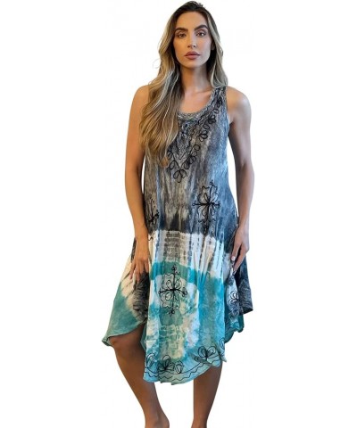 Tie Dye Summer Dress - Beach Cover Up Turquoise Umbrella Dress $11.19 Dresses