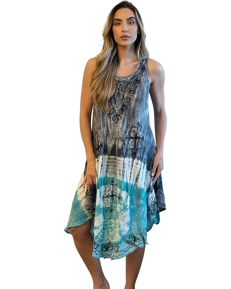 Tie Dye Summer Dress - Beach Cover Up Turquoise Umbrella Dress $11.19 Dresses