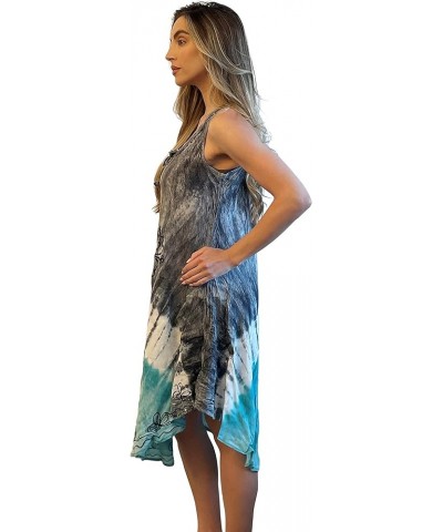 Tie Dye Summer Dress - Beach Cover Up Turquoise Umbrella Dress $11.19 Dresses