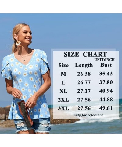 Womens Summer Tunic Tops Petal Short Sleeve T-Shirts Casual V-Neck Blouses Loose Beach Basic Tee Shirts 1-mint Green $14.99 Tops