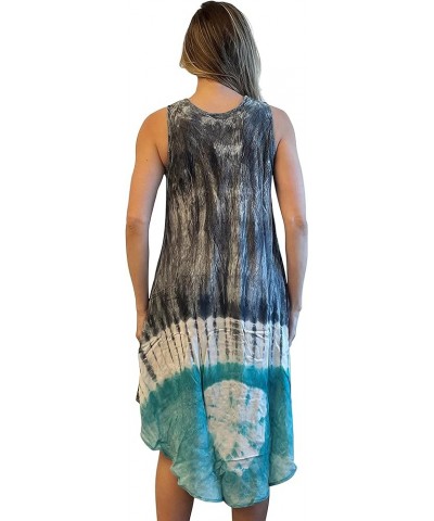 Tie Dye Summer Dress - Beach Cover Up Turquoise Umbrella Dress $11.19 Dresses