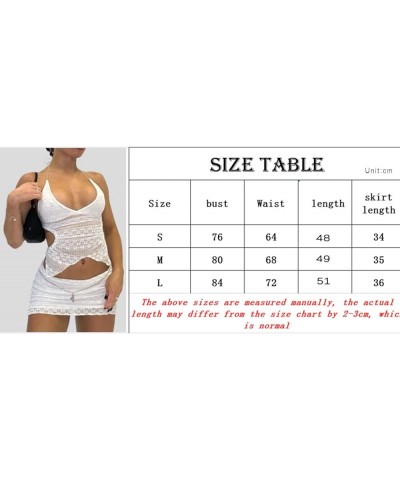 Women Sexy 2 Piece Skirt Outfit Set Y2K Fairy Grunge Backless Halter Crop Top+Skirt Summer Club Party Short Dress G White $9....