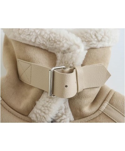 Fall Fall Women's Fur Crop Jacket with Fleece Lining and Fur Collar Fashion (Color : KHAKI, Size : L) X-Small Khaki $33.62 Coats