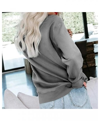 Womens Long Sleeve Sweatshirt Casual Crewneck Cute Loose Soft Pullover Tops Fall Fashion Lightweight Sweatshirt E Dark Gray $...